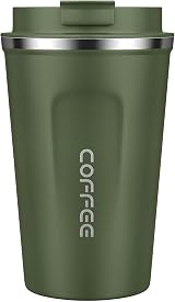 MOMSIV 380ml Vacuum Stainless Steel Coffee Cup Green Leakproof Insulated