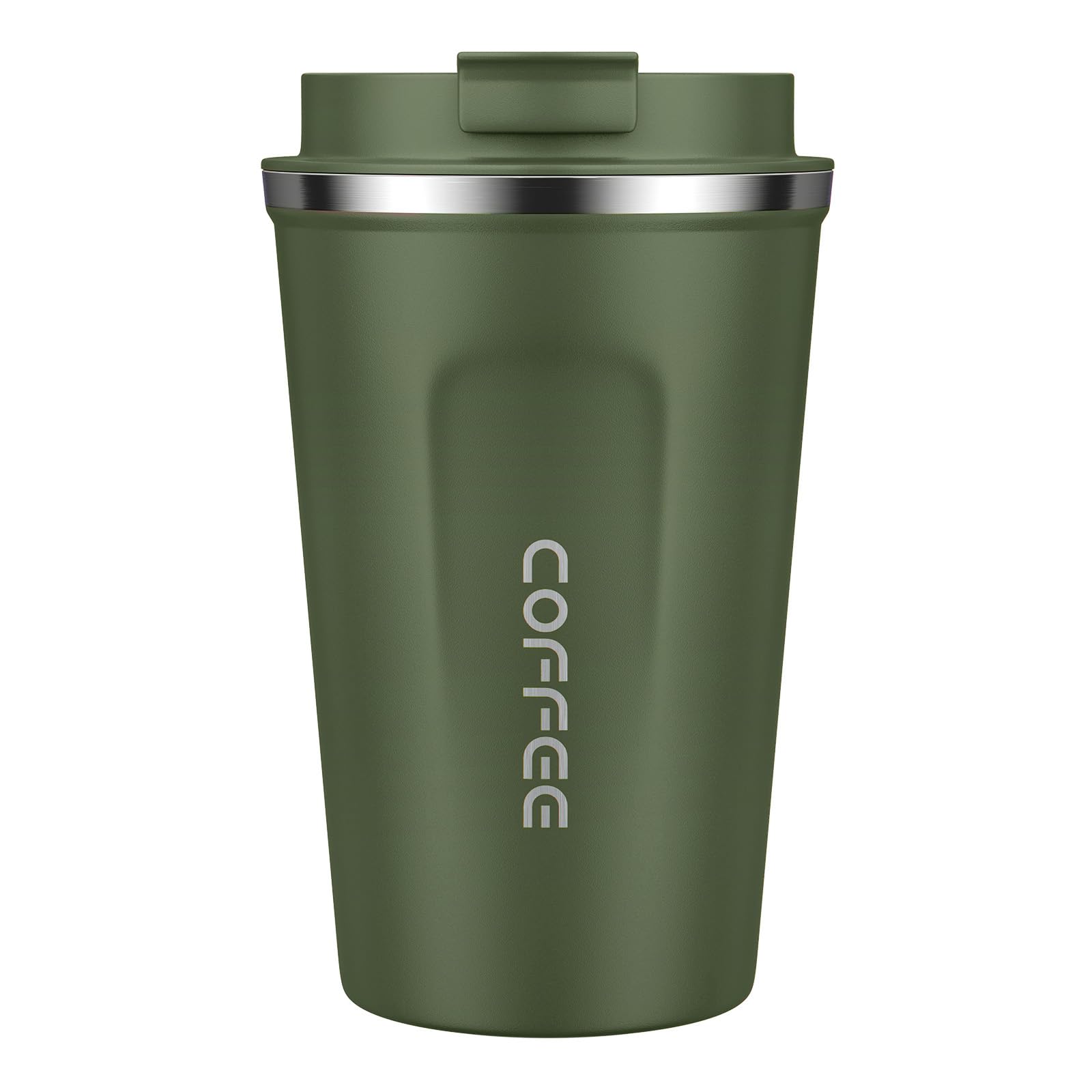 MOMSIV Coffee Cup, 380ml Vacuum Reusable Leakproof Double Wall Coffee Cup, Insulation Stainless Steel Eco-Friendly Travel Office Mug for Hot Coffee Tea and Cold Drinks (Green)