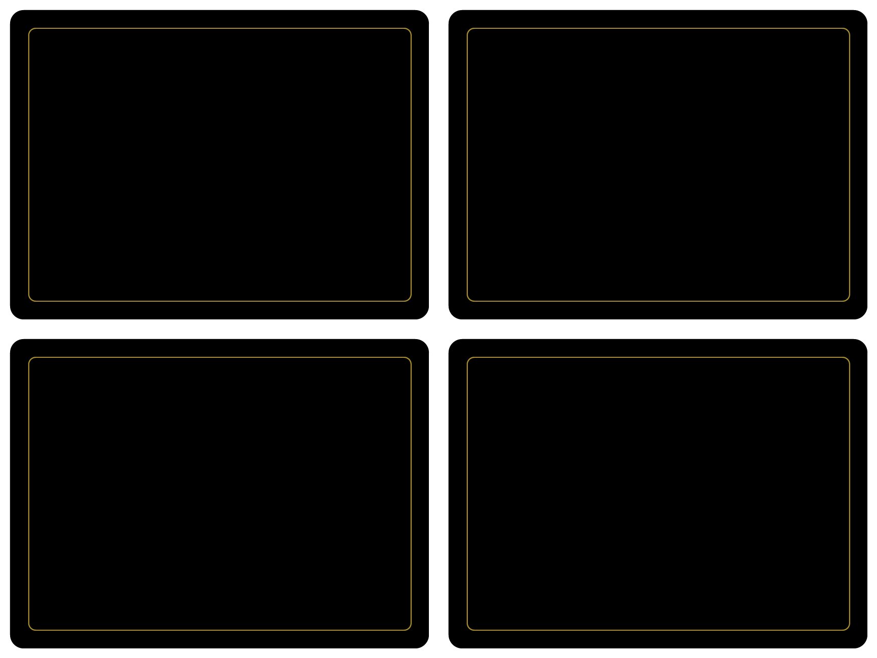 CALA Home "Black with Gold Border Placemats - Set of 4