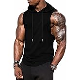 Babioboa Men's Workout Hooded Tank Tops Sports Training Sleeveless Gym Hoodies Bodybuilding Cut Off Muscle Shirts