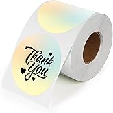 YIKIADA Yellow Gradient Thermal Labels Vinyl 3 Inch Self-Adhesive Dot Stickers Roll Waterproof Printable Round Decals Name Tag for QR Code DIY Office Address 500 PCS