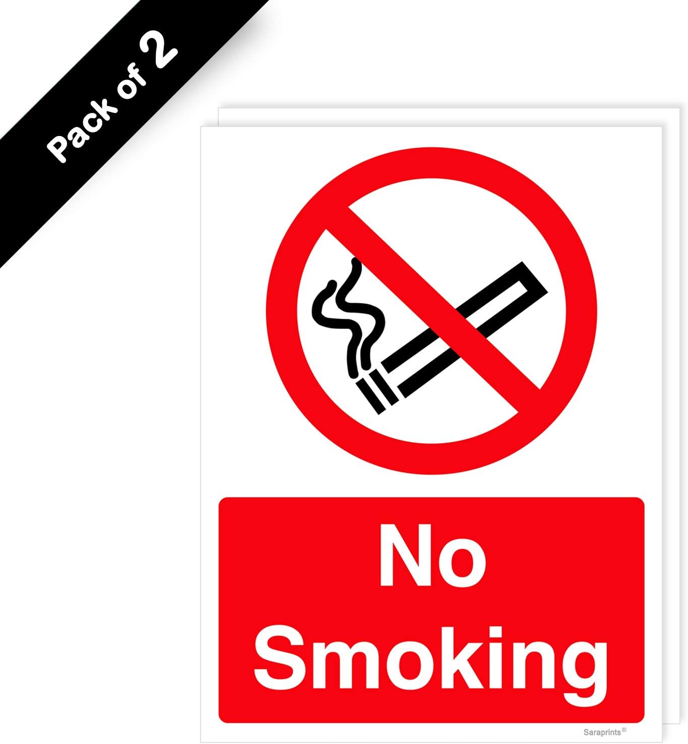 Pack of 2 No Smoking Stickers Self Adhesive Waterproof Vinyl No Smoking Signs 150mm x 200mm V1102 - Image 3
