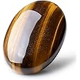 LAIDANLA Tiger's Eye 2.4" Large Palm Stone Healing Crystals Natural Gemstones Calming Effects Energy Balancing Reiki Polished Worry Stone Cleansing Protection Anxiety Stress Relief Therapy 1PC