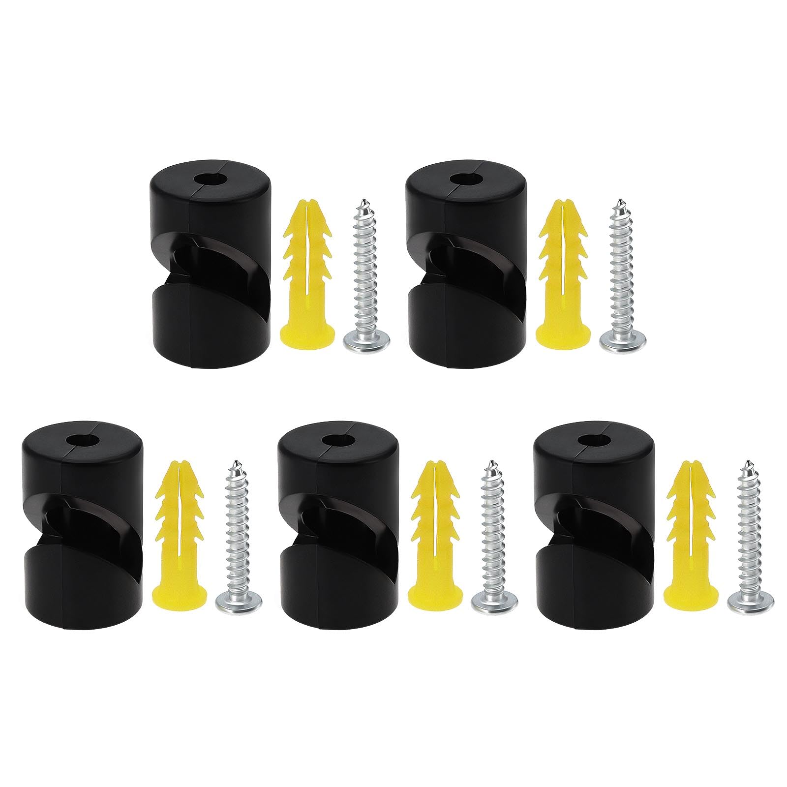 Create idea 5 Sets Black Wire Decentralizer with Screws Expansion Tube Wall Ceiling Cable Decentralizer V Hook Fixture Cord Plastic Clip for Lamps Chandeliers