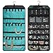 BAGSMART Double-sided Hanging Jewelry Organizer Roll for Earrings, Necklaces, Rings, Blue