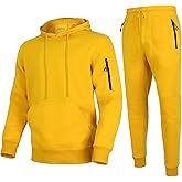Xsylxgc Mens Sweatsuit 2 Pieces Tracksuit Jogger Set for Men fleece Track jogging Suits Sets Hoodie Sweatpants Set, yellow M