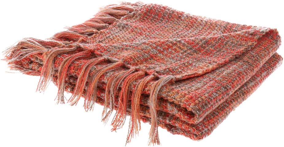 Battilo Knit Throw Ultra Soft Warm Sleeping Cover Blanket Rug for Bedroom Sofa Office and Living Room 60"x 50" (Orange-red)