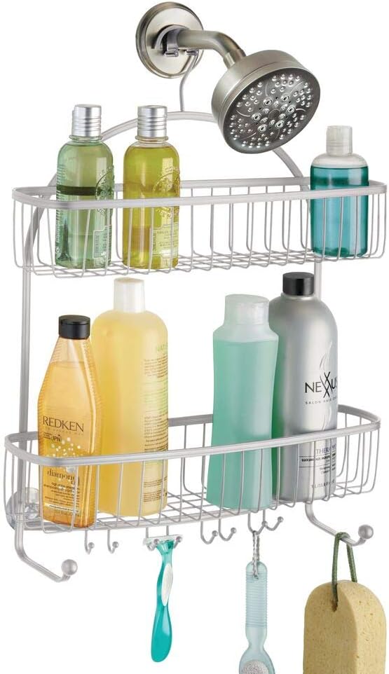 mDesign Over Door Shower Caddy Practical Shower Shelves No Drilling