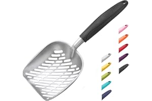 WePet Cat Litter Scoop, Aluminum Alloy Sifter, Kitty Metal Scooper, Long Handle, Poop Sifting, Kitten Pooper Lifter, for Litt