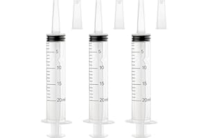 VAOKIN 20ml Plastic Syringe with Cap, Syringes without Needle for Liquid, Scientific Labs, Measurement, Pet Feeding ,Ink Refilling ,Oil or Glue Applicator (3 Pack)