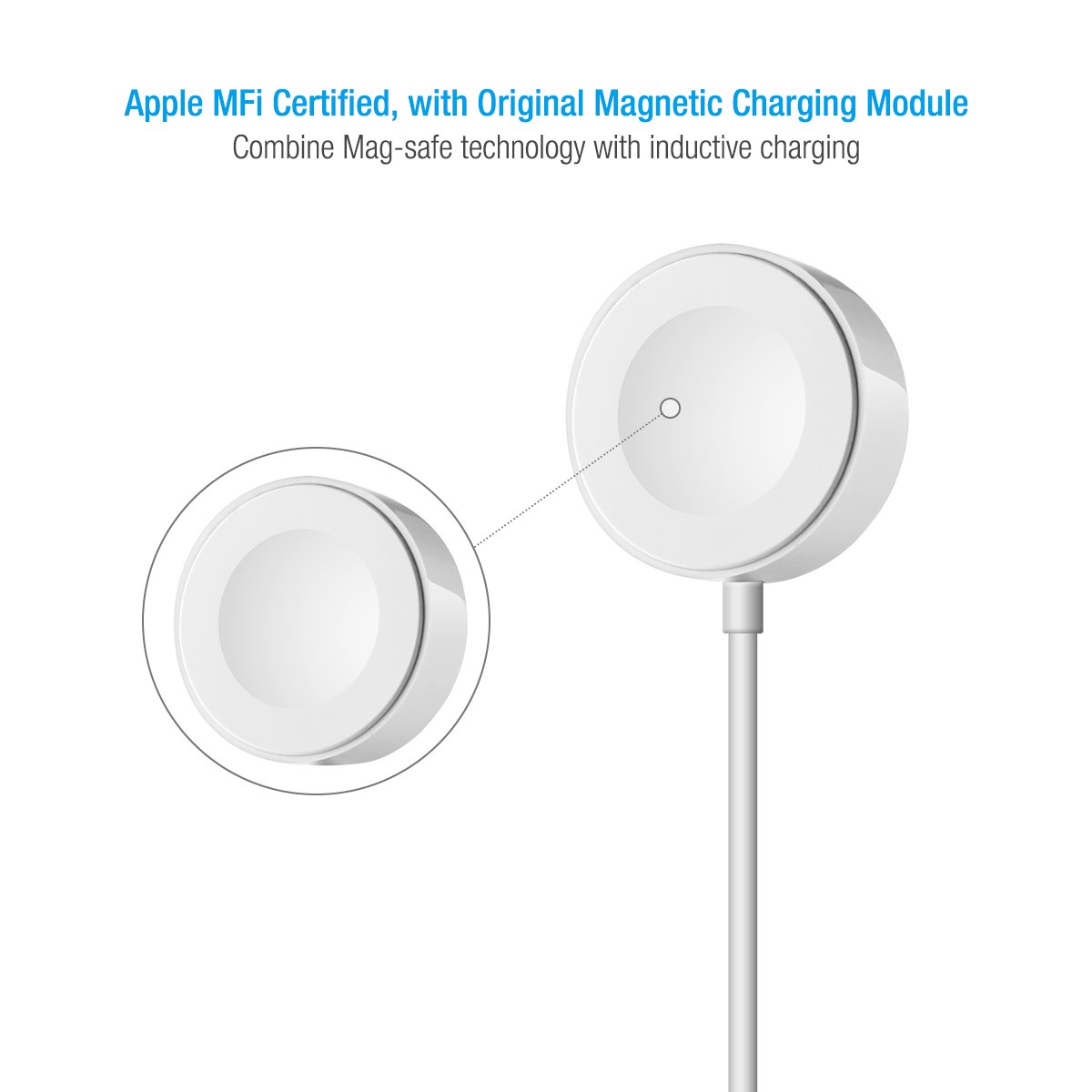 [ Apple MFi Certified ] Apple Watch Charger, Poweradd iWatch Magnetic Charging Cable 3.3 feet/1meter for iWatch 38mm & 42mm, Apple Watch Series 1 / 2 / 3