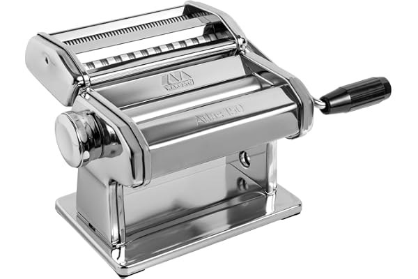 MARCATO Atlas 150 Pasta Maker Machine, Made in Italy, Italian Manual Noodle Maker and Pasta Roller, 150 mm Chrome Design for