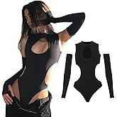 SEXYTINE Women's Y2K Sexy Hollow Out Long Sleeve Tank Bodysuit Summer Skinny Leotard Tops Streetwear Outfit