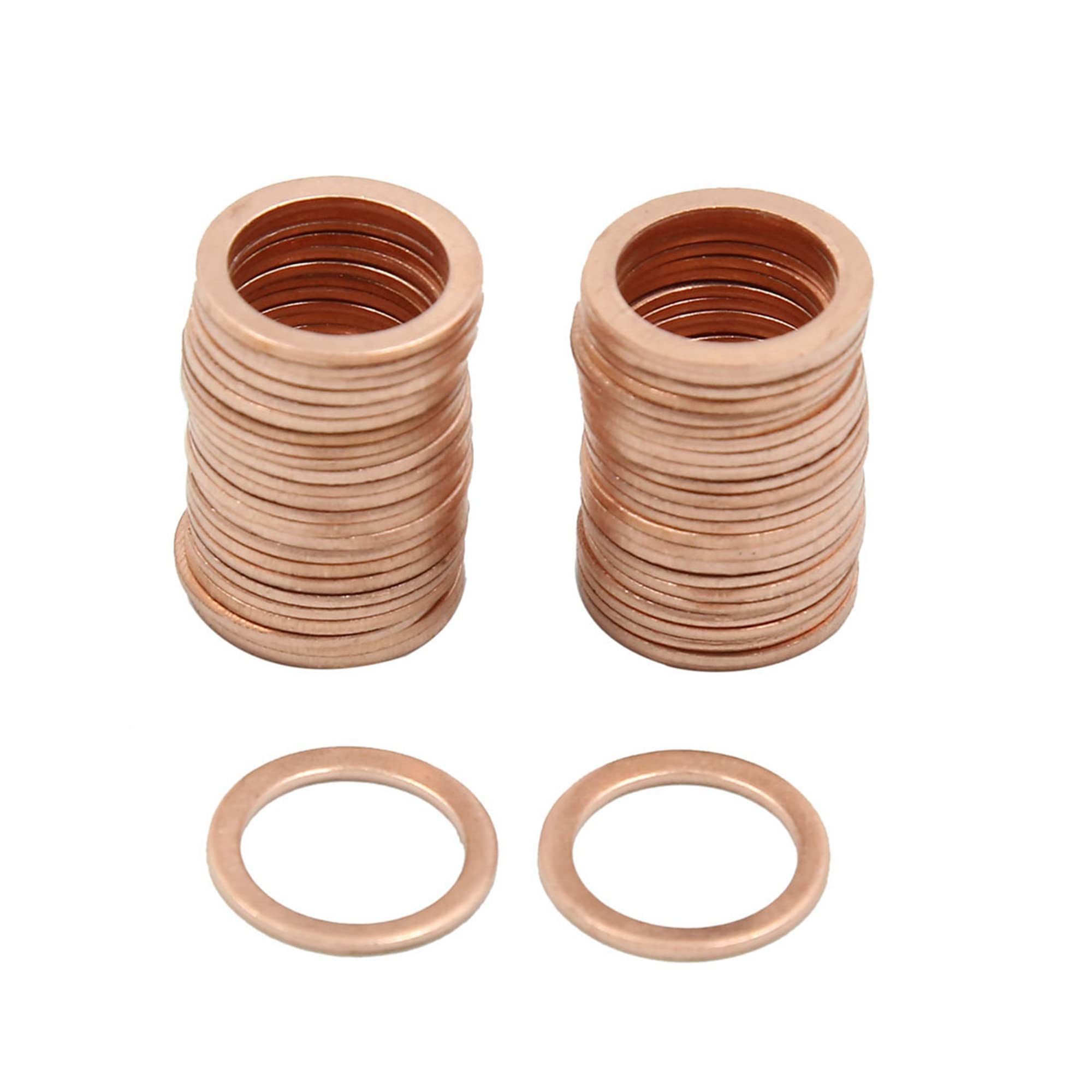 X AUTOHAUX M13 x 17mm x 1mm Copper Flat Washers Car Sealing Gaskets Rings 50pcs