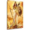 Goddess Athena Wall Decor Aesthetic Posters Painting Canvas Artwork Greek Mythology Decor Pictures for Living Room Giclee Vertical Yellow Canvas Prints Decor Framed 16x24 inch
