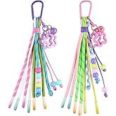 Star Keychain Cute Pendant Colorful Beads Braided Rope Decorative Purse Charms Keychains For Women Unique Lanyard Strap Bead Design Car Key Chain Bag Charms For Handbags Aesthetic Keychain Accessories
