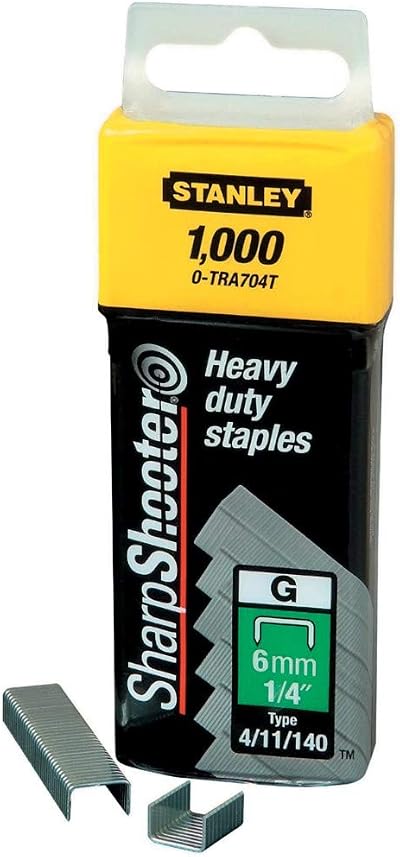 Stanley Type G Staples 6 mm Silver Set of 1000 Yellow STANLEY 1-TRA704T
