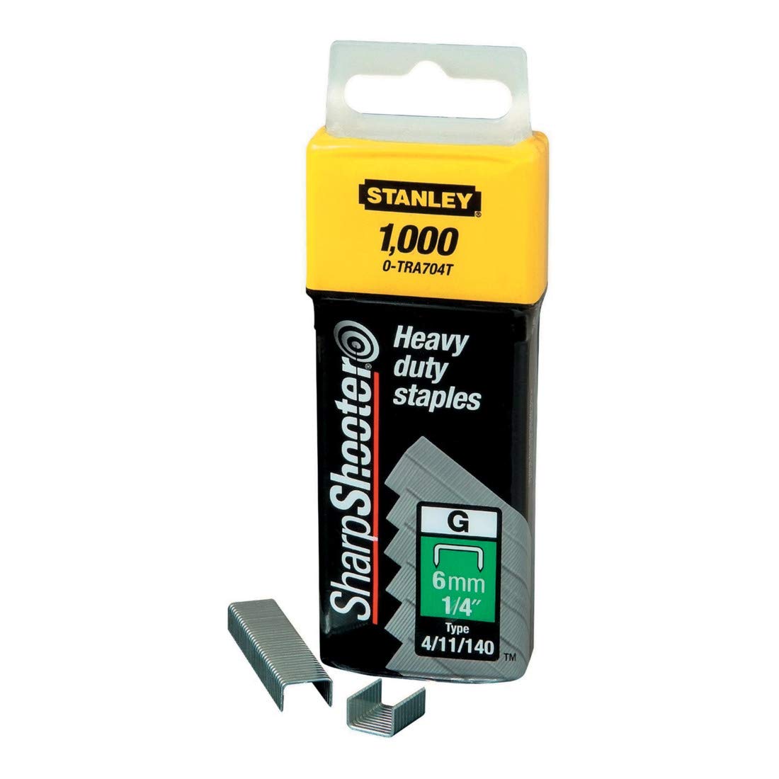 Stanley 1-TRA704T"Type G" Staples, Silver, 6 mm, Set of 1000 Piece , Yellow — image 1