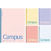 KOKUYO Composition Notebooks, 5 Pack Campus Semi-B5 Lined Notebook for School with 7mm Dot Ruled, 30 Sheets, Solid Positive &amp; Relax, Journal Notebook for Women Work Study Note Taking (NO-3CATN-L42X5)