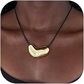 Chunky Gold Necklace for Women Pendant Chain Charm Thick Silver Black Leather Choker Rope Cord Statement Dainty Jewelry Gift