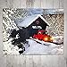 BANBERRY DESIGNS Red Truck Decor Canvas Print - Vintage Christmas Wall Art with LED and Fiber Optic Lights - Winter Scene Wall Artwork - Covered Bridge Snowy