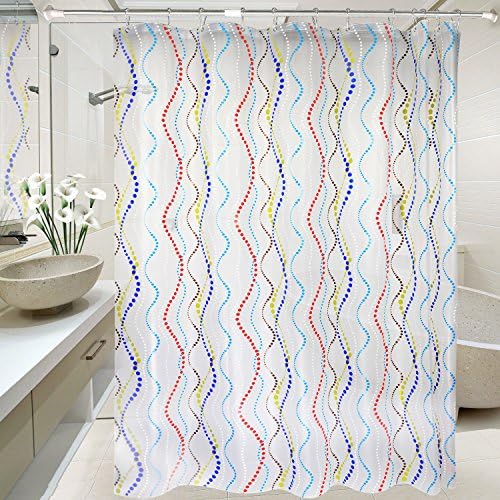 Carttiya EVA Shower Curtain Liner, Mildew Resistant Anti-Bacterial Clear - Non Toxic, Eco-Friendly, No Chemical Odor, Rust Proof Grommets with Shower Curtain Hooks 72 x 72 (Colorful spots)