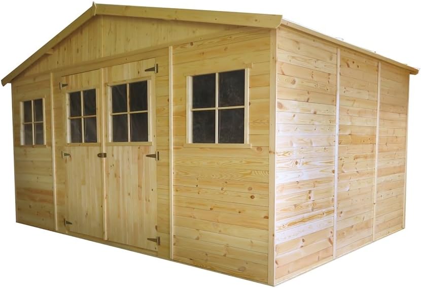 Gartenhütte Holz München 4,14 x 3,20 Meter aus 19mm Blockbohlen