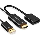 CableCreation HDMI to DisplayPort Adapter with USB Power, HDMI to DP | 4K X 2K@60Hz HDMI Male to DP Female Adapter Compliant with Xbox One/PS4/PS5