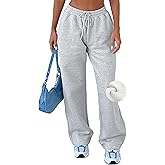 AROGONE Women's Fleece Lined Sweatpants Baggy Straight Wide Leg Drawstring Winter Warm Sweat Pants with Pockets