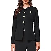 Allegra K Elegant Work Blazer for Women's Collarless Long Sleeve Business Jacket Office Suit