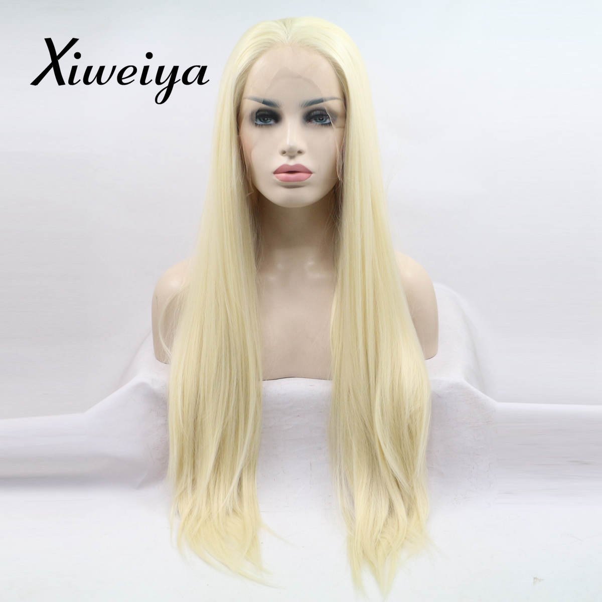Xiweiya Synthetic Blonde Lace Front Wig - Long Straight Soft Blonde Wig with Heat Resistant Fiber - 24 Inch โ image 1