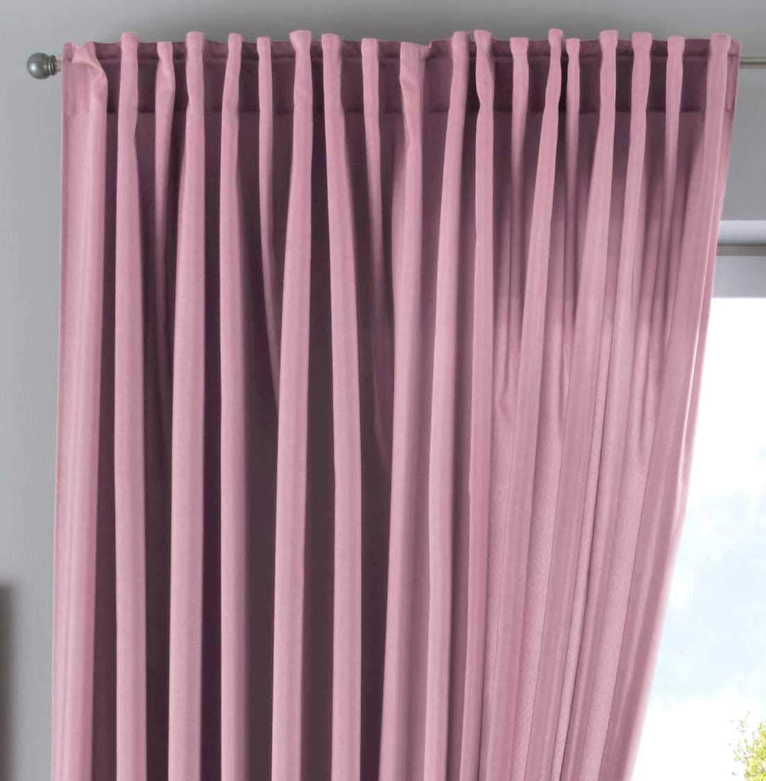 Gardinenbox Cationic Jena 2019037 Concealed Loops 250 x 300 cm Opaque Linen Look Mottled Curtain with Tiebacks Dusky Pink