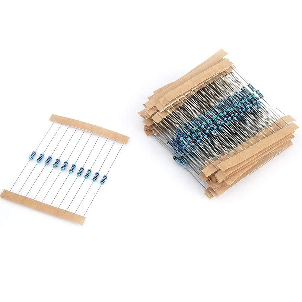 300Pcs Through Hole Metal Film Resistor Kit 30 Assorted Values 1/4W 1% Precision Tolerance 10 Ohm to 1M Ohm for Electronics DIY Projects