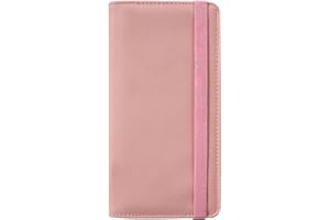 HOTCOOL Checkbook Cover with Elastic Band - Premium Leather Clear PVC Divider Durable, Compact, and Multi-Functional Holder Wallet Case for Man and Woman, Litchi Pink