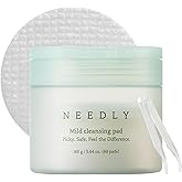 NEEDLY Mild Cleansing Pad, Makeup Remover for Sensitive Skin (60 Pads), Triple Deep Cleansing, Barrier Care with Only Two Surfactants & Panthenol, Extra-Large Soft Vegan Pad, Korean Skincare