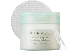 NEEDLY Mild Cleansing Pad, Makeup Remover for Sensitive Skin, Triple Deep Cleansing, Barrier Care with Only Two Surfactants & Panthenol, Extra-Large Soft Vegan Pad, Korean Skincare