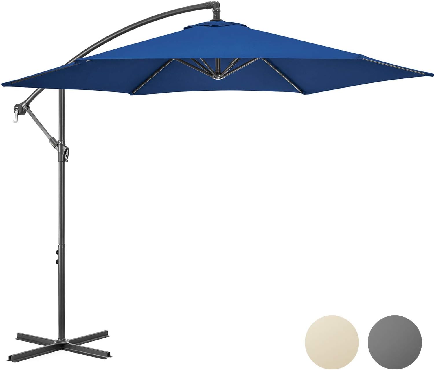 Christow Large Banana Parasol 3m Hanging Cantilever Umbrella With Crank Handle Garden Outdoor Patio Sun Shade Upf 30 Uv Protection Grey Navy Cream Amazon Co Uk Kitchen Home
