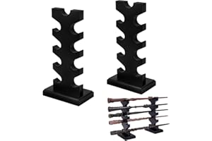 ShinySong Wizard Wand Display Stand, 5 Tiered Wooden Magic Wand Holder for Table Display Collection, Holds 9 Wands, Black