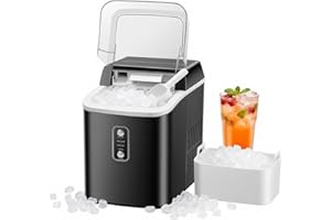 NEWBULIG Nugget Ice Makers Countertop, Portable Nugget Ice Machine, Ready in 6 Mins, 24lbs in 24Hrs, Auto-Cleaning, with Bask