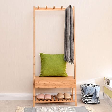 Perchero con banco zapatero | Percheros de pared, percheros de pie...