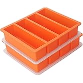 Silicone Ice Cube Molds Widely Use 2 Packs,Ice Cube Tray for Whiskey, Butter Mold,Freezer Molds for Soups and Sauces (Orange)
