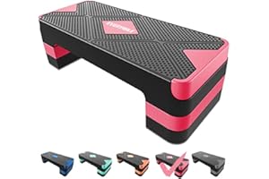 EVERYMILE Aerobic Exercise Step, Adjustable Aerobic Stepper for Exercise, Workout Step Platform, Step Up Box, 26.5" Step Deck with 4” 6” 8” Adjustable Height Risers, Women Home Gym Fitness
