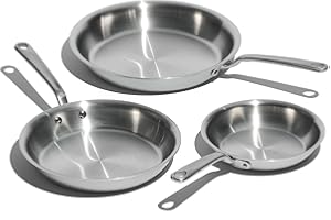 Made In Cookware - 3-Piece (Includes 8",10",12") Stainless Frying Pan Set - 5 Ply Stainless Clad - Professional Cookware - Ma