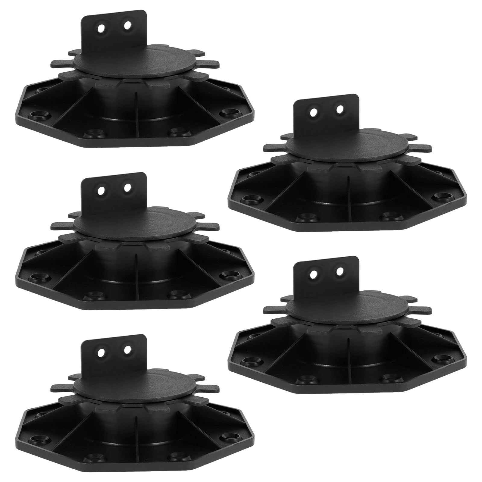 5Pcs Height Adjustable Decking Pedestal Riser Bearing Support Plastic Floor Lift Base Sturdy Floor Support Lift Bearing Set for Wood WPC Aluminum DIY Projects (30-60mm)