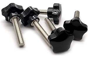 DGZ STORE M10 x 50mm Star Shape Screw Knobs ，5-Star Stud， Tightening Screw Grip Handheld for Machine Tool，Pack of 5