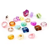 AIDSOTOU 20 Pcs Resin Acrylic Rings Set Colorful