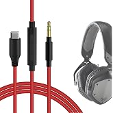 GEEKRIA USB-C Digital to Audio Cable with Mic Compatible with V-Moda Crossfade LP/2, XS, V-80 Headphone, Replacement Type-C Cord with Inline Microphone and Volume Control (5.6ft/1.7m)
