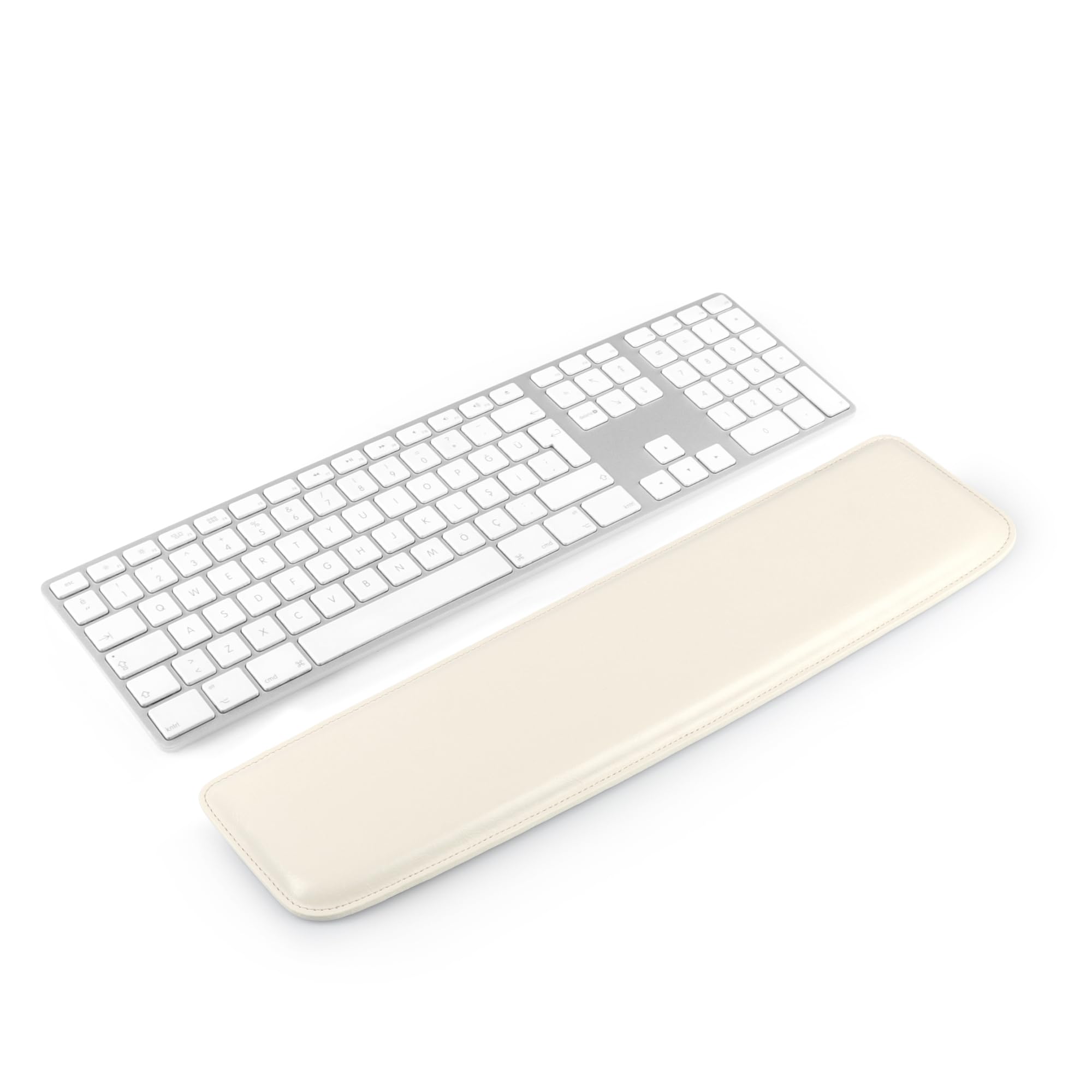 Londo PU Leather Keyboard Pad - Premium Ergonomic Support for Comfortable Typing at Work and Home (White, Large)
