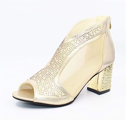 gold heels thick heel