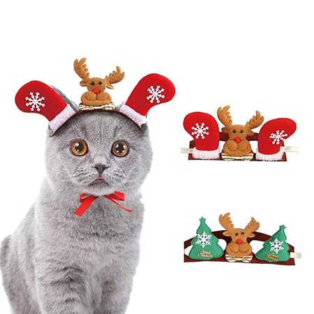 RCruning-EU Cute Elk Dog Christmas for Cats Dogs Doggy Puppy Kitten Christmas Reindeer Antler Accessory 2pack